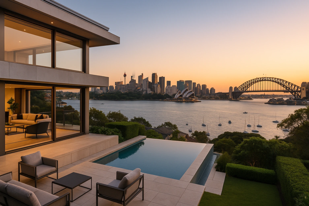 High-end Australian property symbolising market rebound from rate cuts, reflecting growing buyer confidence and price trends analysed by Rodney McLoughlin.