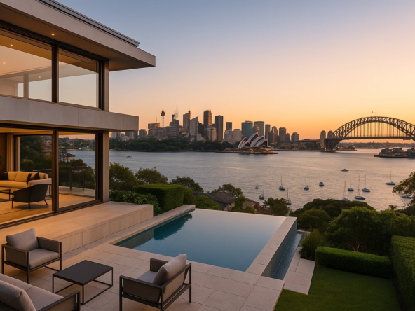 High-end Australian property symbolising market rebound from rate cuts, reflecting growing buyer confidence and price trends analysed by Rodney McLoughlin.