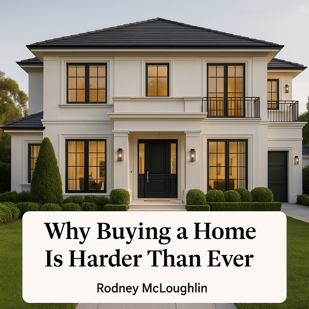 High-quality, sophisticated image depicting a luxury Australian residence at dusk, illustrating current real estate trends as analysed by Rodney McLoughlin.