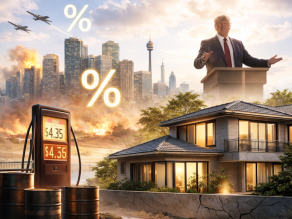 High-quality, sophisticated image depicting a luxury Sydney harbourfront home with panoramic water views, reflecting premium Australian real estate.