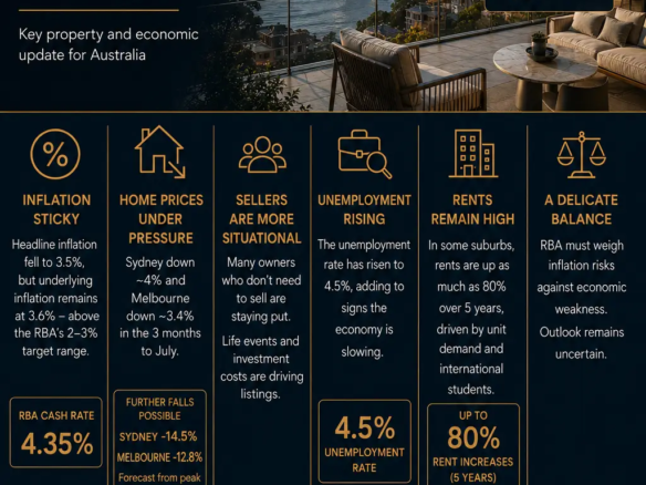 Sydney property market pressure, rising interest rate risk, softer home prices and rental stress. rodney mcloughlin akora real estate