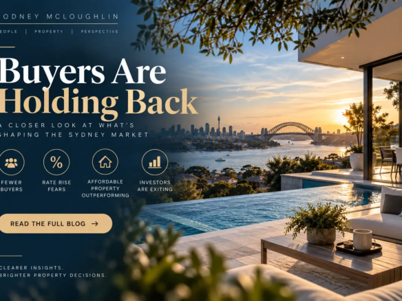 Luxury Sydney property overlooking the harbour, illustrating changing buyer demand, interest rate concerns and property market trends, with insights from Rodney McLoughlin. akora real estate