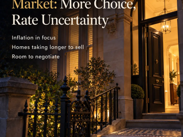 Sydney sandstone terrace entrance with warm lighting and newsletter headlines, illustrating Rodney McLoughlin’s Sydney property market update. akora real estate